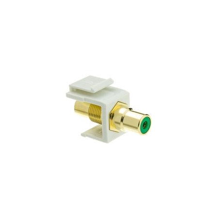 Cable Wholesale Keystone Insert, White, RCA Female Coupler (Green RCA) 324-120WG
